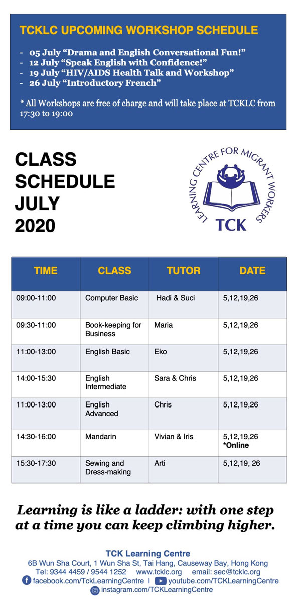 TCK Learning Centre for Migrant Workers - Hong Kong